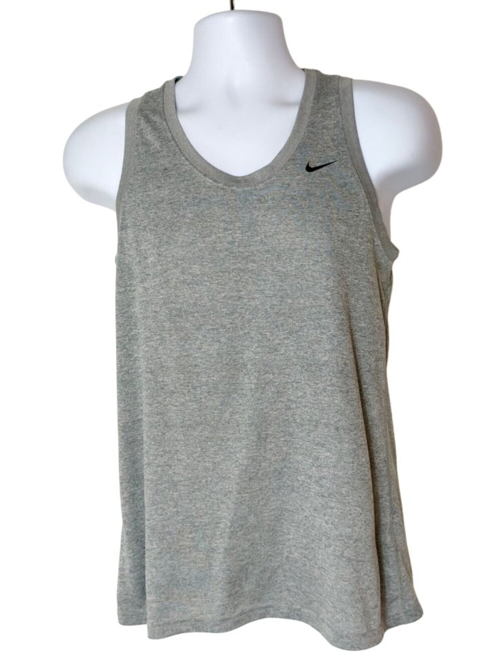 Nike Boys L Athletic Tank Top Gray Dri-Fit Sleeveless Regular Activewear Sport
